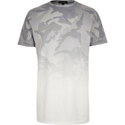 Grey faded print longline t-shirt